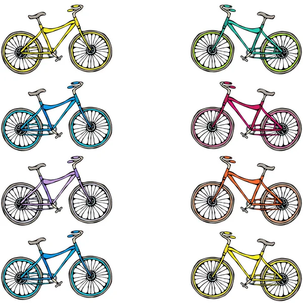 自行车的花纹带背景 写实手绘图解 Savoyar Doodle风格 — 图库矢量图片