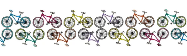 Motif Sans Fin Brosse Ruban Bicyclettes Arrière Plan Vélo Illustration — Image vectorielle