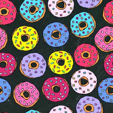 Kara Tahta Geçmişi. Jöleli Donutlar Kusursuz Arkaplan. Fast Street Yemekleri. Gerçekçi El Çizimi Çizimi. Savoyar Doodle Biçimi