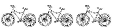 Şehir bisikletinin mürekkeple çizilmiş el çizimi. Adımlı çerçeveli bir bisiklet. Gerçekçi El Çizimi Çizimi. Savoyar Doodle Biçimi.
