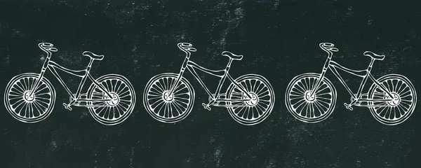 Fundo Placa Preta Vetor Mão Desenhada Ilustração Bicicleta Cidade Tinta —  Vetores de Stock