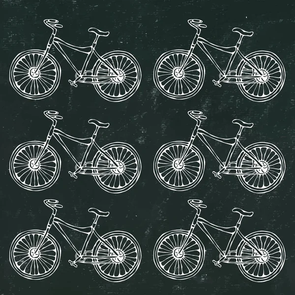 Fundo Placa Preta Vetor Mão Desenhada Ilustração Bicicleta Cidade Tinta —  Vetores de Stock
