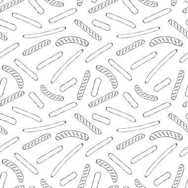 Kusursuz Sonsuz Farklı Sosislerin Arkaplan Örnekleri. Yiyecek Koleksiyonu. Gerçekçi El Çizimi Yüksek Kaliteli Vektör İllüzyonu. Doodle Biçimi
