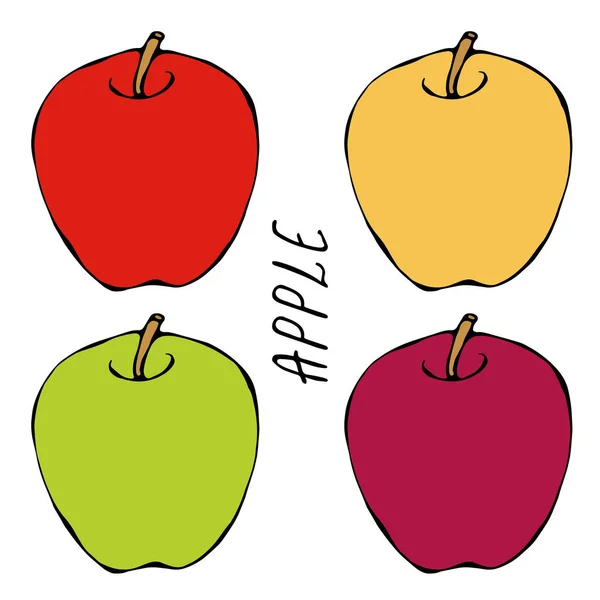 Čerstvé Ovoce Červené Zelené Žluté Jablko Výživa Listů Dieta Kolekce — Stockový vektor