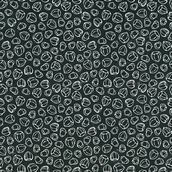 Черная доска. Бесшовный бесшовный бесшовный рисунок Хейзелната. Целый и очищенный Хейзелнат. Осенняя или осенняя коллекция урожая. Рибери прорисовал вектор высокого качества. Стиль лапши . — стоковый вектор