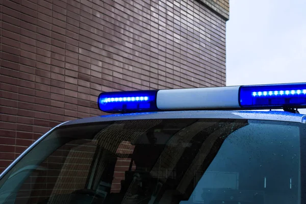 Policejní Auto Její Modré Blinkry Detail — Stock fotografie