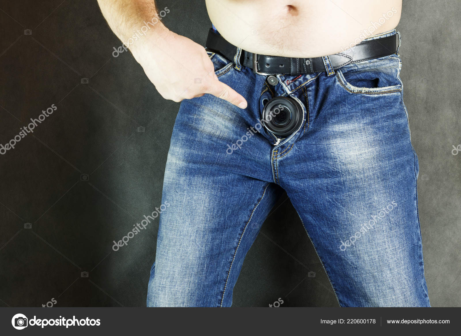 Camera Lens Jeans Male Penis Phyto Sexual Issues Pornography Concept —  Stock Photo © sir2701 220600178