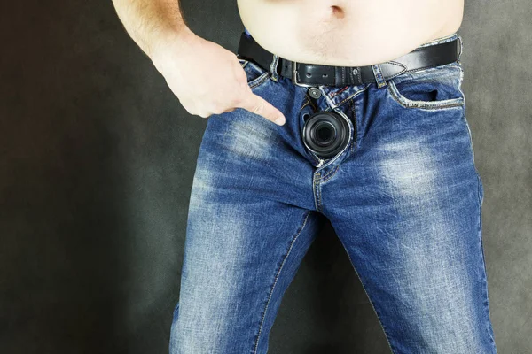 Lente Cámara Jeans Como Pene Masculino Phyto Sexual Issues Pornography —  Fotos de Stock