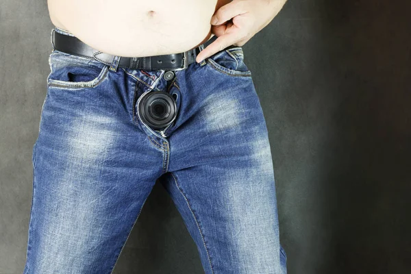 Lente Cámara Jeans Como Pene Masculino Phyto Sexual Issues Pornography —  Fotos de Stock