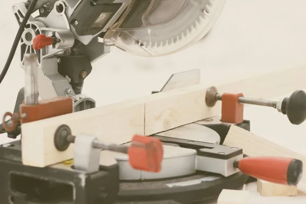 Power Saw Bottom Piece Wood Sawn Shallow Depth Field Have — Stock Photo, Image