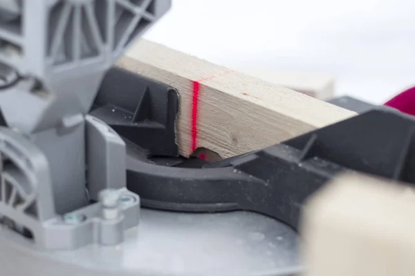 Power Saw Bottom Piece Wood Sawn Shallow Depth Field Have — Stock Photo, Image