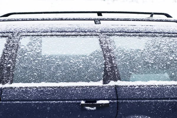 Winter Snowing Very Cold Car Covered Snow Toning — Stock Photo, Image