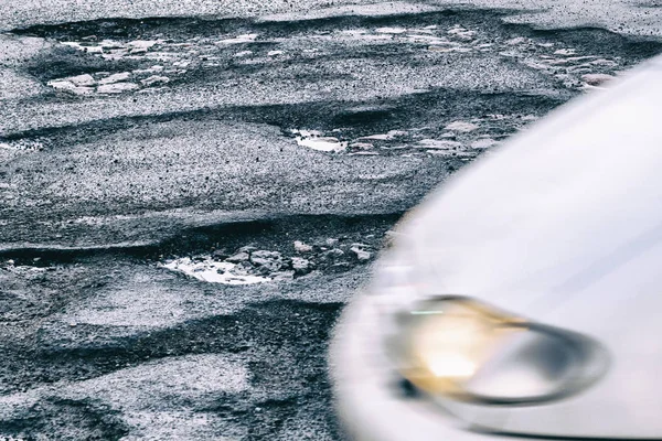 Strada Sacco Buchi Che Devono Essere Riparati Avere Una Macchina — Foto Stock