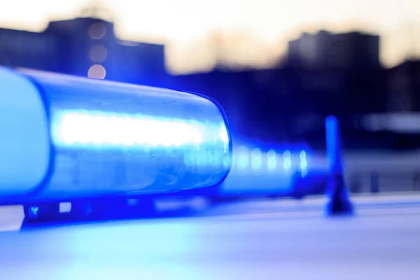 Polizei Krankenwagen Blinker Blau Hautnah Gibt Straffung — Stockfoto