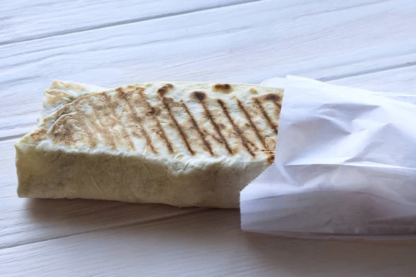 Vlasy Bílý Shawarma Rychlé Občerstvení — Stock fotografie