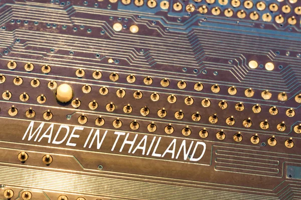 Motherboard. on it close up inscription made in Thailand — Stock Photo, Image