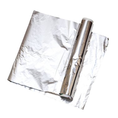 folyo pişirme için. E. bu konuşlandırılmış ve biraz buruşuk. Beyaz arka plan üzerinde izole.