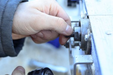 profesyonel ekipman ayarı için. ahşap orada gördüm tonlama.