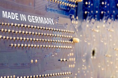 Makro. Anakart mavi. Almanya 'da yapılan yazıtlar.