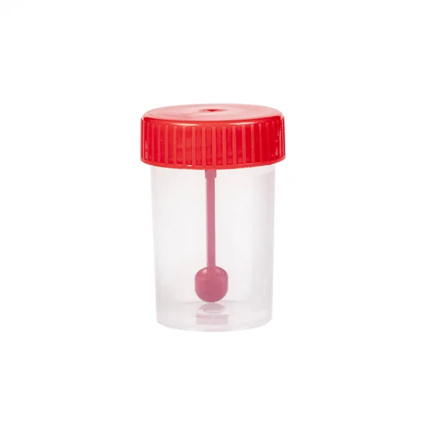 Plastic Container Testing Red Close Isolated — Stock Photo, Image