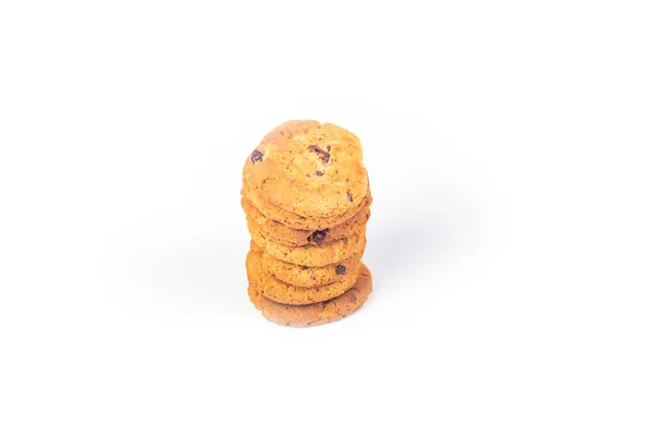 Biscoitos Foram Colocados Torre Fundo Branco Close — Fotografia de Stock