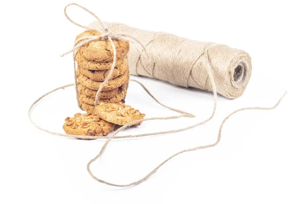 Galletas Con Arándanos Dispuestos Una Torre Atados Con Cordel Cordel —  Fotos de Stock