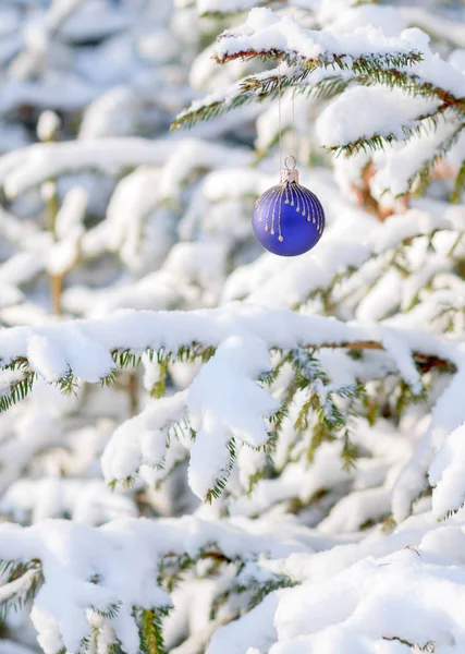 Havas Fenyő Díszített New Year Játékok — Stock Fotó