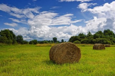 haystacks beyaz bulutlar arka planı alanında
