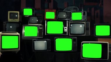 Birçok TV ile yeşil perde. 80 lerin estetik. Yeşil ekranlı yerine herhangi bir film için hazır ya da istediğiniz resim. Full Hd.