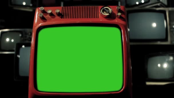 Vintage Green Screen Mnoha 1980S Tvs Připravenou Fabion Nahradit Záběry — Stock video