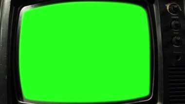 Vintage Tv ekran yeşil. 80 lerin estetik. Vınlamak dışarı. Herhangi bir görüntü veya resim ile yeşil ekran değiştirmek hazır olmasını istiyorum. Full Hd. 