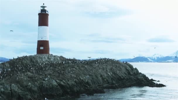 Maják Konci Světa Ushuaia Beagle Channel Argentina — Stock video