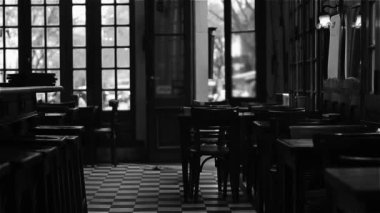 İç geleneksel Arjantin Cafe. Siyah ve beyaz sesi. Full Hd. 