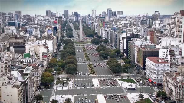 Die Breiteste Straße Der Welt Julio Avenue Buenos Aires Argentinien — Stockvideo