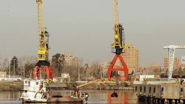 Barco Coleta Lixo Rio Riachuelo Buenos Aires Argentina — Vídeo de Stock