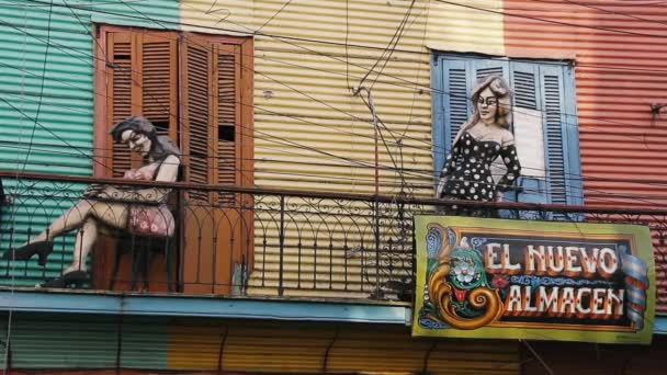 Estatuas Tango Femenino Caminito Buenos Aires — Vídeo de stock