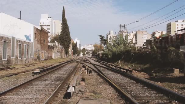 Verlassene Eisenbahngleise Buenos Aires Argentinien Voll — Stockvideo