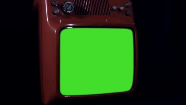 Старе Телебачення Зеленим Екраном Естетика Років Готовий Замінити Зелений Екран — стокове відео