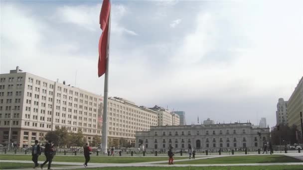 Moneda Palace Chile Bandeira Santiago Chile — Vídeo de Stock