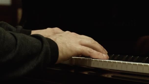 Zenész Zongorán Játszik Közelről Részlet Ujjak Billentyűzeten — Stock videók