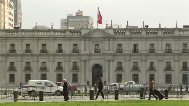 Moneda Sarayı Santiago Chile Şili Bayrağı — Stok video