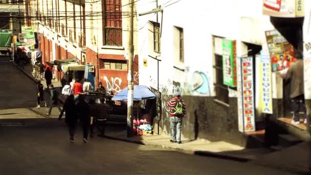 Straße Paz Hauptstadt Von Bolivien Südamerika — Stockvideo