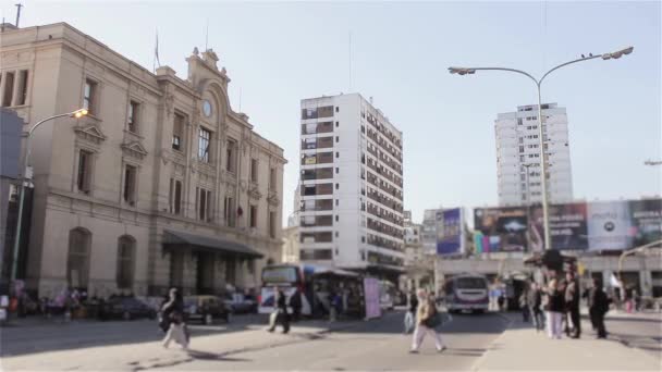 Bir Kez Railway Station Cephe Içinde Buenos Aires Arjantin — Stok video