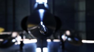 Bir hangar Içinde Fighter Jet. 