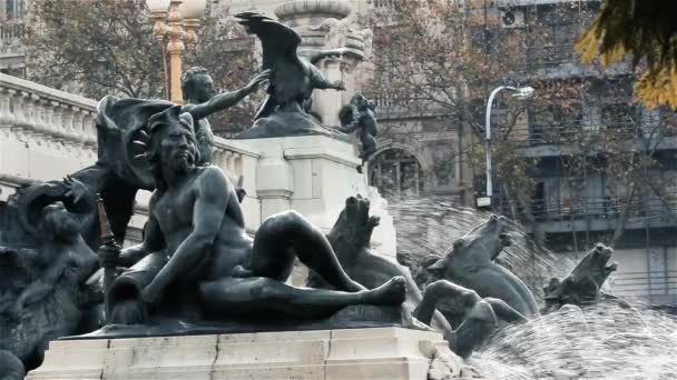 Fontein Van Het Argentijnse Nationale Congres Buenos Aires Cherub Detail — Stockvideo