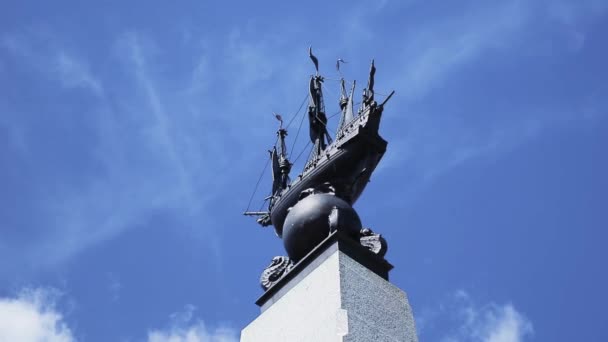Памятник Победе Великобритании Над Немецким Флотом Фолклендских Островах — стоковое видео