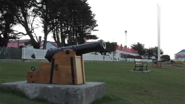 Canhões Velhos Port Stanley Ilhas Malvinas Islas Malvinas — Vídeo de Stock