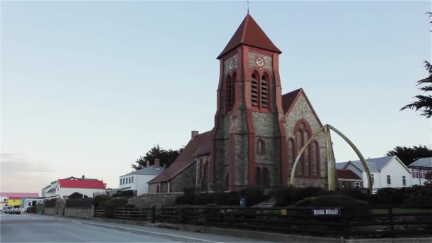 Kerk Port Stanley Falklandeilanden Malvinas — Stockvideo