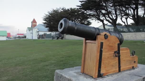 Gamla Kanoner Port Stanley Falklandsöarna Islas Malvinas — Stockvideo