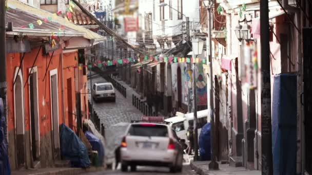 Rua Velha Paz Bolívia — Vídeo de Stock